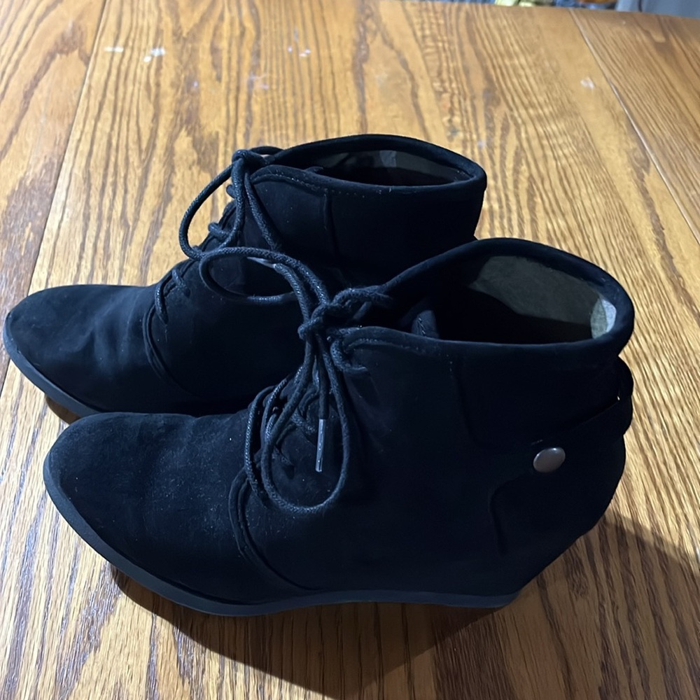 Madden Girl- Stylish Black Suede Wedge Ankle Boots
